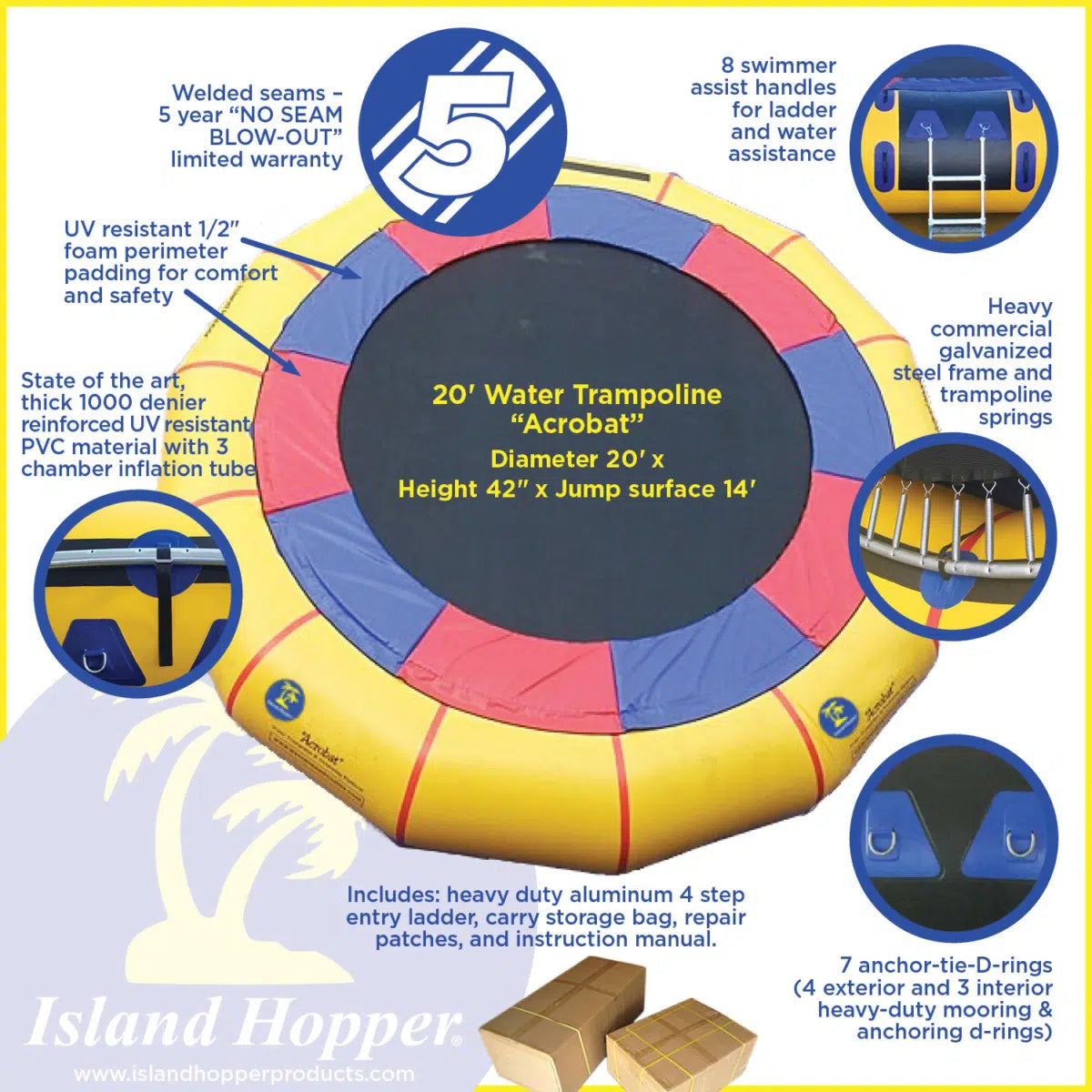 Island Hopper 20' Acrobat Water Trampoline
