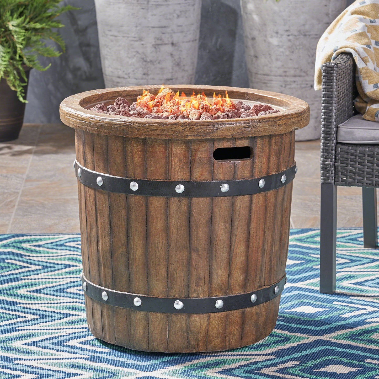 25" Round 40K BTU Liquid Propance Concrete Fire Pit (SAK88764)