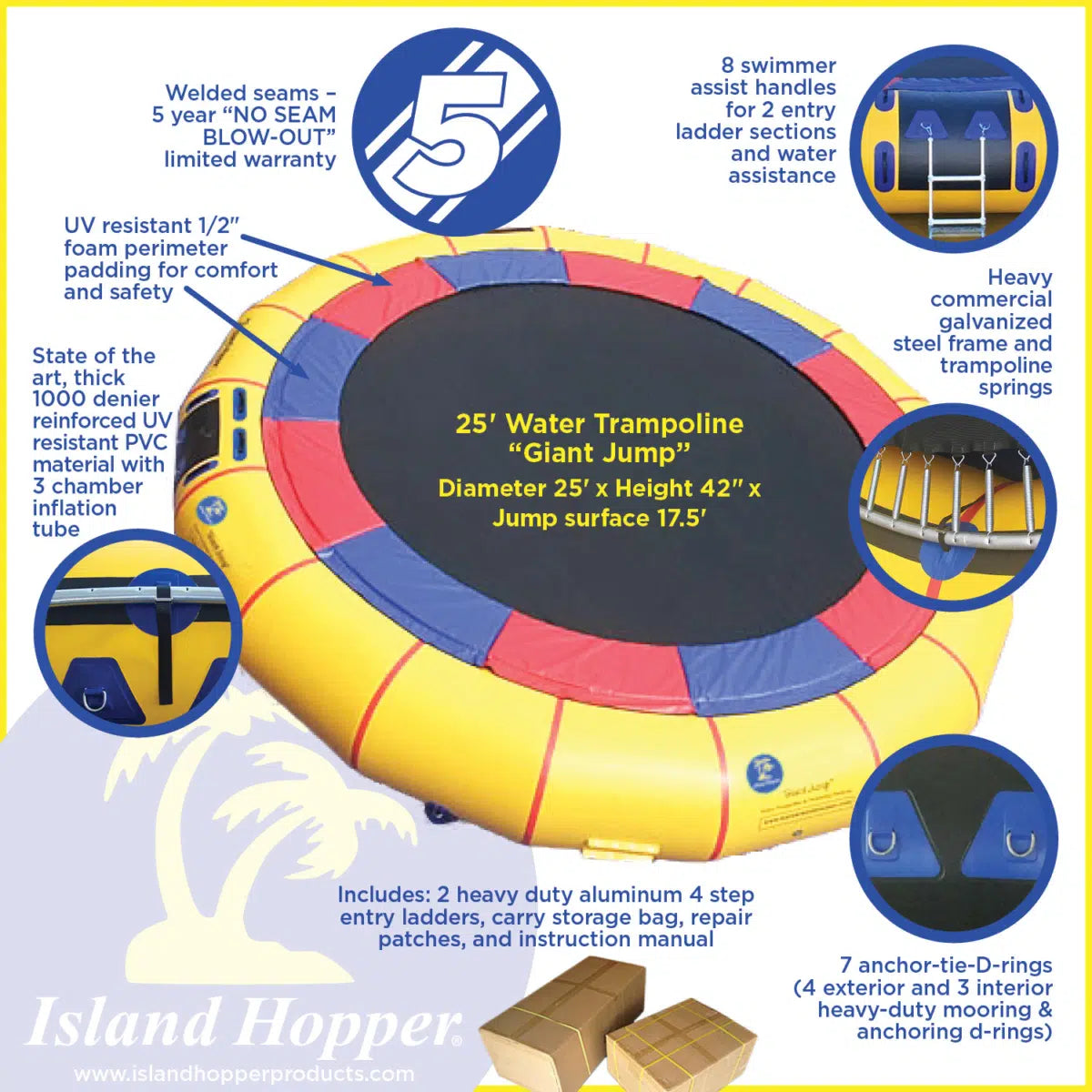 Island Hopper 25' Giant Jump Water Trampoline