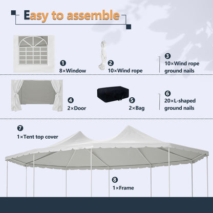 Gazebo assembly instructions with components listed and a gazebo model.