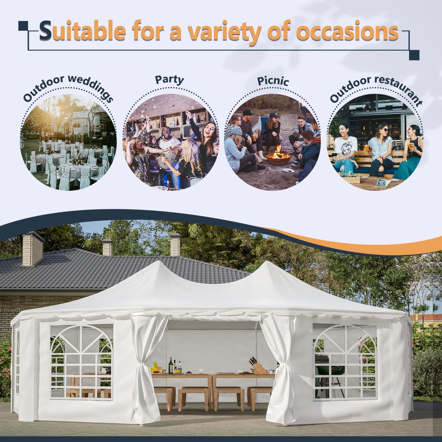 [29X21FT] Extra Large Heavy-Duty Outdoor Waterproof Party, Wedding Tent With Steel Frame (SAK53821)