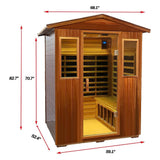 4-Person Luxury Low EMF Outdoor FAR Infrared Sauna – Mahogany Wood, Bluetooth Audio, 2050W