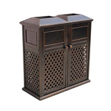 40″ Outdoor Double-Bucket Cast Aluminum Commercial Trash Can with Ashtray