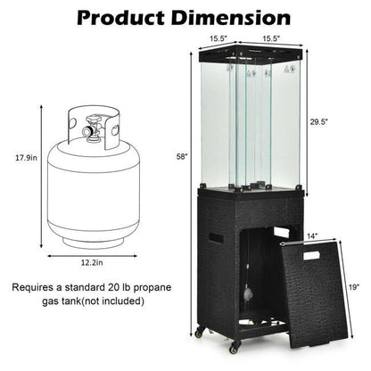 41,000 BTU Outdoor Propane Gas Patio Heater W/ Lockable Wheels (98052550)
