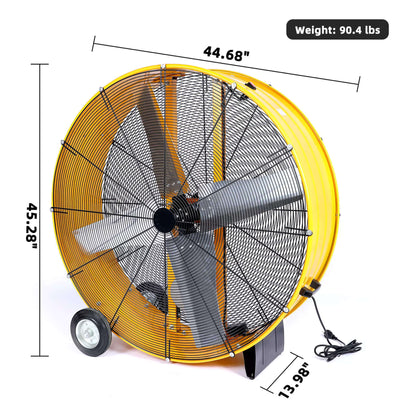 42″ Heavy Duty Industrial Metal Drum Fan – Dual Speed, 18,363 CFM, 360° Tilt