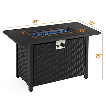 43″ Outdoor Patio Propane Gas Fire Pit Table – 50,000 BTU, Tempered Glass Top & CSA Certified