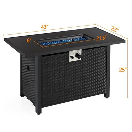 43″ Outdoor Patio Propane Gas Fire Pit Table – 50,000 BTU, Tempered Glass Top & CSA Certified