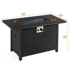 43″ Outdoor Patio Propane Gas Fire Pit Table – 50,000 BTU, Tempered Glass Top & CSA Certified