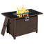 Outdoor fire pit table with flames on a white background