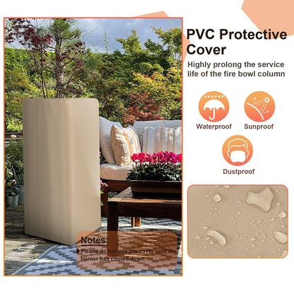 48″ Outdoor Propane Fire Bowl Column with Cover & Lava Rocks