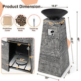 48″ Outdoor Propane Fire Bowl Column with Cover & Lava Rocks