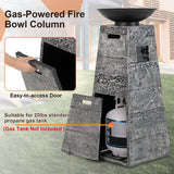 48″ Outdoor Propane Fire Bowl Column with Cover & Lava Rocks