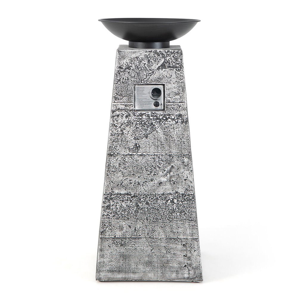 48″ Outdoor Propane Fire Bowl Column with Cover & Lava Rocks