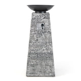48″ Outdoor Propane Fire Bowl Column with Cover & Lava Rocks