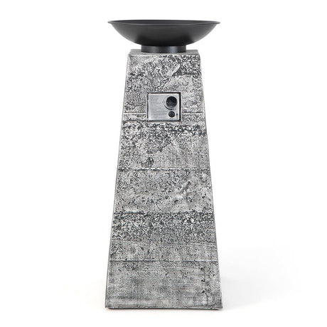 48″ Outdoor Propane Fire Bowl Column with Cover & Lava Rocks