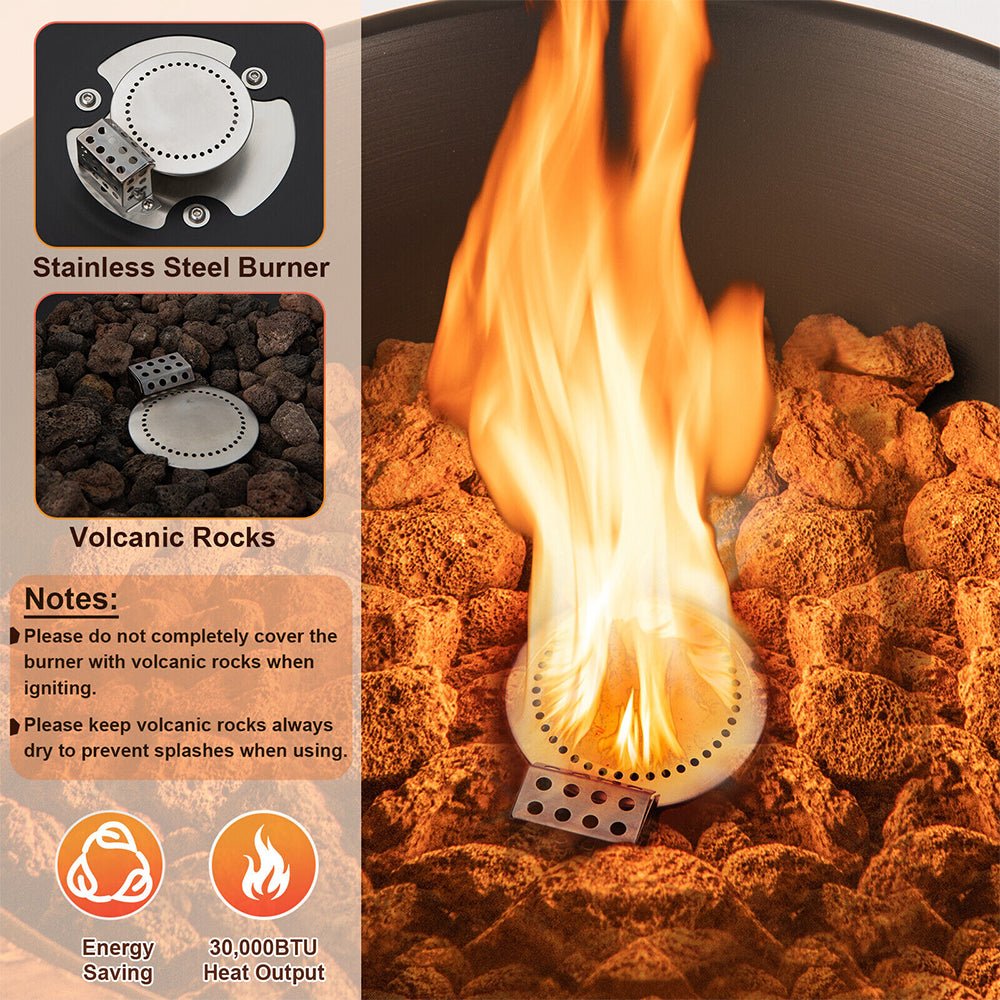 48″ Outdoor Propane Fire Bowl Column with Cover & Lava Rocks