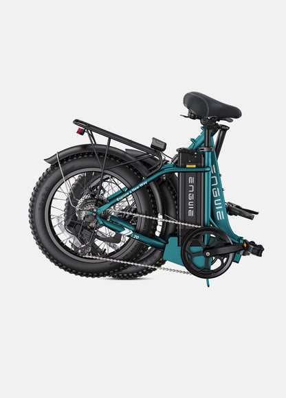 "Folded Engwe L20 2.0 e-bike in compact storage mode"  

