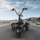 "SoverSky T7.0 electric trike scooter on city street with fat tires"  

