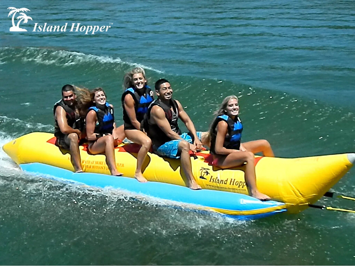 Island Hopper 5 Person Inflatable Banana Boat Towable Tube