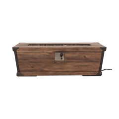Wooden chest with a lock on a white background