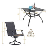 5‑Piece Outdoor Patio Rattan Dining Set with Swivel Armchairs