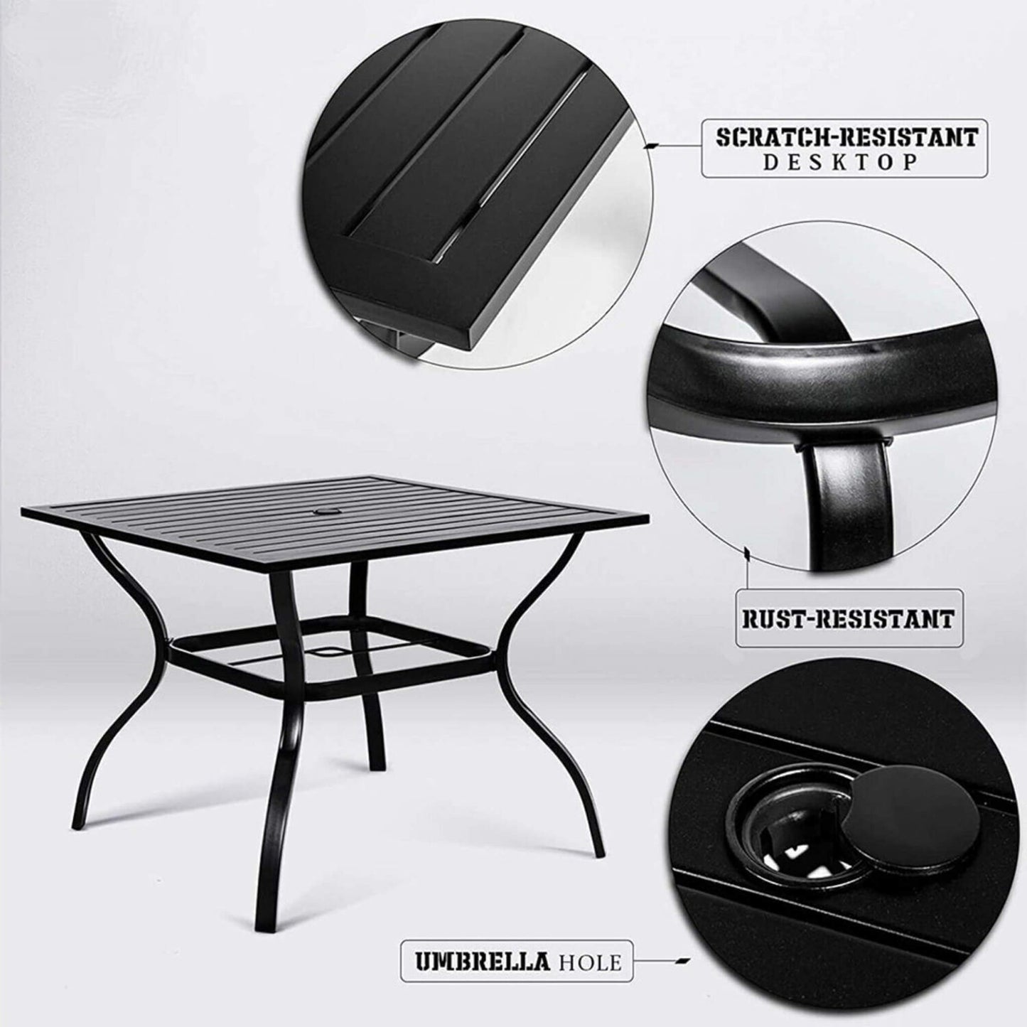 5‑Piece Outdoor Patio Rattan Dining Set with Swivel Armchairs