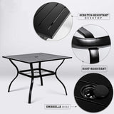 5‑Piece Outdoor Patio Rattan Dining Set with Swivel Armchairs