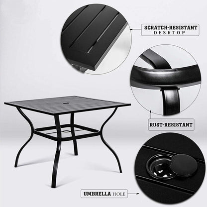5‑Piece Outdoor Patio Rattan Dining Set with Swivel Armchairs