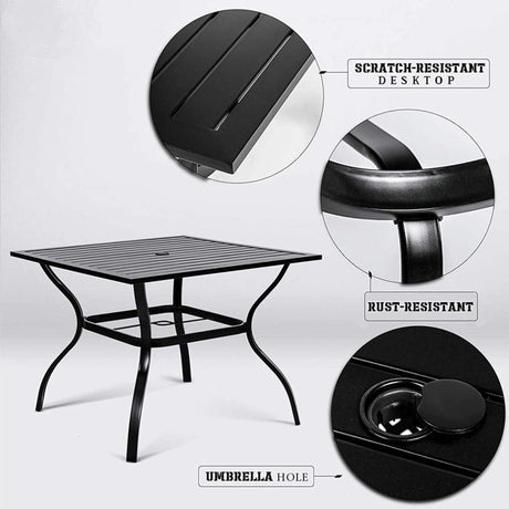 5‑Piece Outdoor Patio Rattan Dining Set with Swivel Armchairs