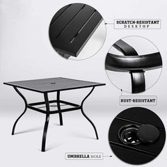 5‑Piece Outdoor Patio Rattan Dining Set with Swivel Armchairs