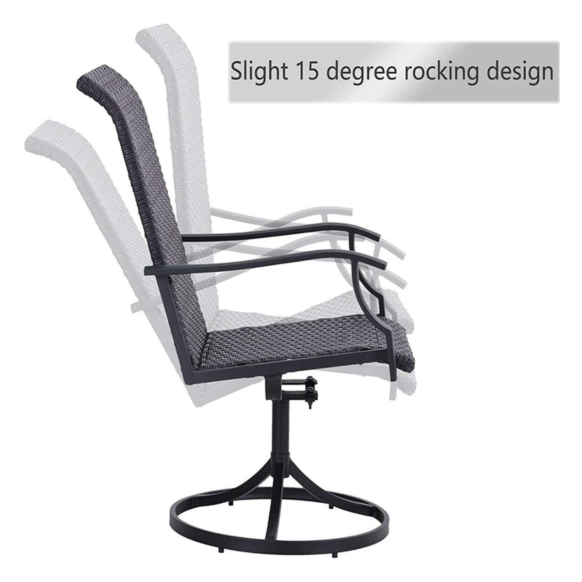 5‑Piece Outdoor Patio Rattan Dining Set with Swivel Armchairs