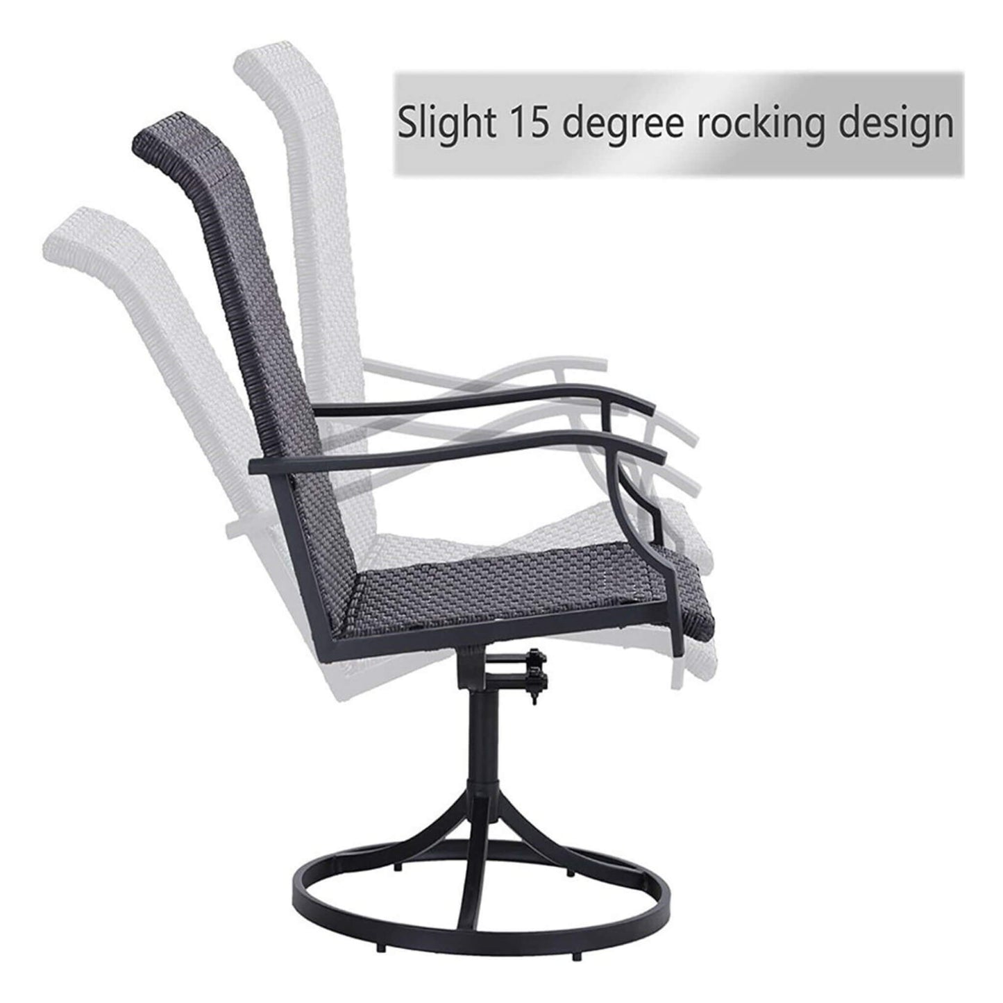 5‑Piece Outdoor Patio Rattan Dining Set with Swivel Armchairs
