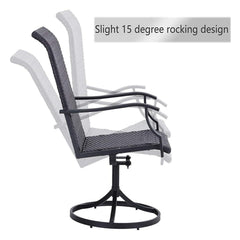 5‑Piece Outdoor Patio Rattan Dining Set with Swivel Armchairs