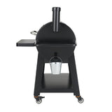 Black barbecue grill with a bucket on a white background