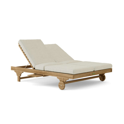 Anderson Teak BEL-AIR Double Sun Lounger – Solid Teak, Dual Position Seating, Slide-Out Trays