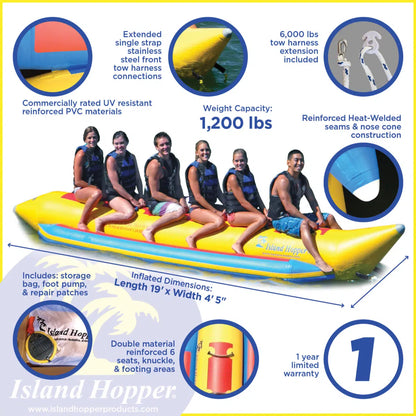 Island Hopper 6 Person Elite Class Inline Banana Boat Towable Tube