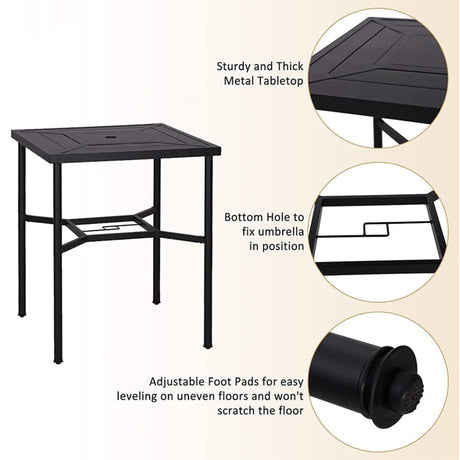 6‑Piece Outdoor Patio Bar Set with Dining Table, Umbrella, and Swivel Bar Stools (umbrella base not included)