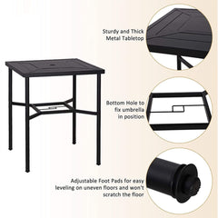 6‑Piece Outdoor Patio Bar Set with Dining Table, Umbrella, and Swivel Bar Stools (umbrella base not included)