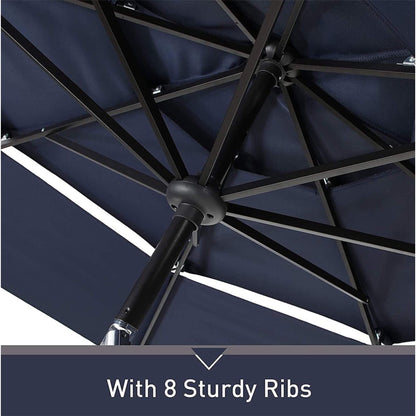 6‑Piece Outdoor Patio Bar Set with Dining Table, Umbrella, and Swivel Bar Stools (umbrella base not included)