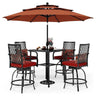 6‑Piece Outdoor Patio Bar Set with Dining Table, Umbrella, and Swivel Bar Stools (umbrella base not included)