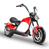 SoverSky M3 fat tire chopper tackling light off-road trail in red