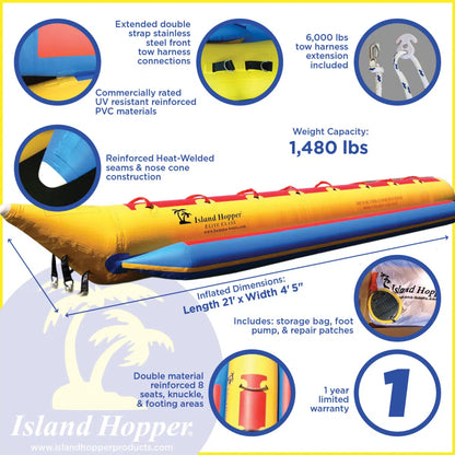 Island Hopper 8 Person Elite Class Inline Banana Boat Towable Tube