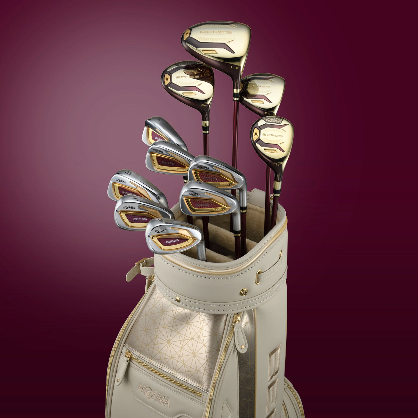  Honma BERES 10 Three-Star ladies package set – 10 clubs with premium Kiriko cart bag