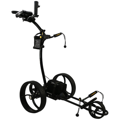 Black golf push cart on a white background