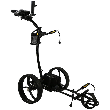Black golf push cart on a white background