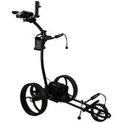 Black golf push cart on a white background