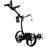 Black golf push cart on a white background