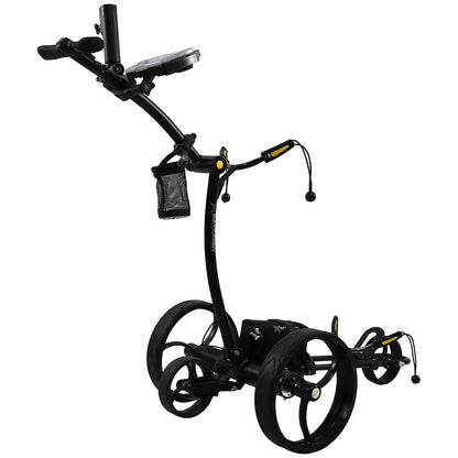 Black golf push cart on a white background