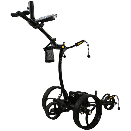Black golf push cart on a white background