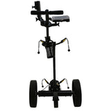 Black golf push cart on a white background